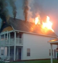 This house in Fayetteville, AR, was ignited by lightning