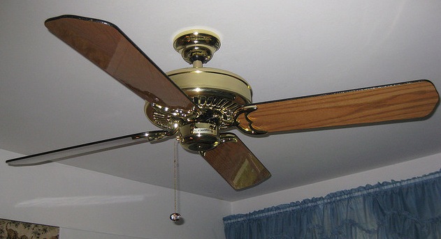 Most household ceiling fans have four or five blades.