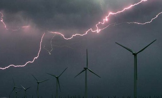 Lightning is a serious danger to wind turbines