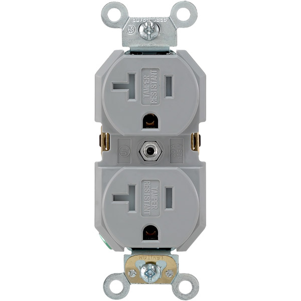 Tamper-resistant receptacles, like this one, are a good alternative to traditional receptacles, especially with young children in the home.