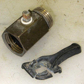 A ball valve with a broken handle (photo by SoftSolder.com)