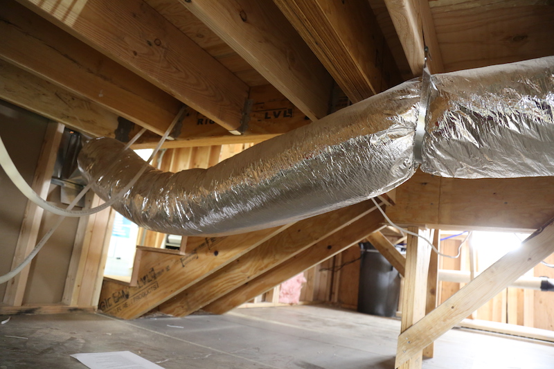 Observation -  Flexible duct in crawlspace not supported adequately
